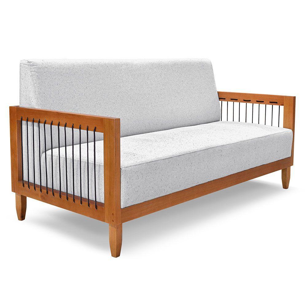 Miniatura Sofá Living 2 Lugares Marilia 1,60m Linho Cinza Base Em Madeira Castanho - Pallazio