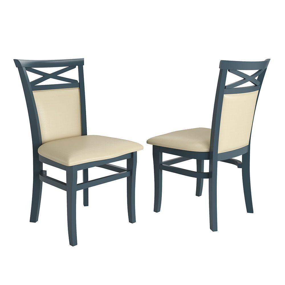 Miniatura Conjunto De 2 Cadeiras De Madeira Maciça Sevilha Azul Petróleo