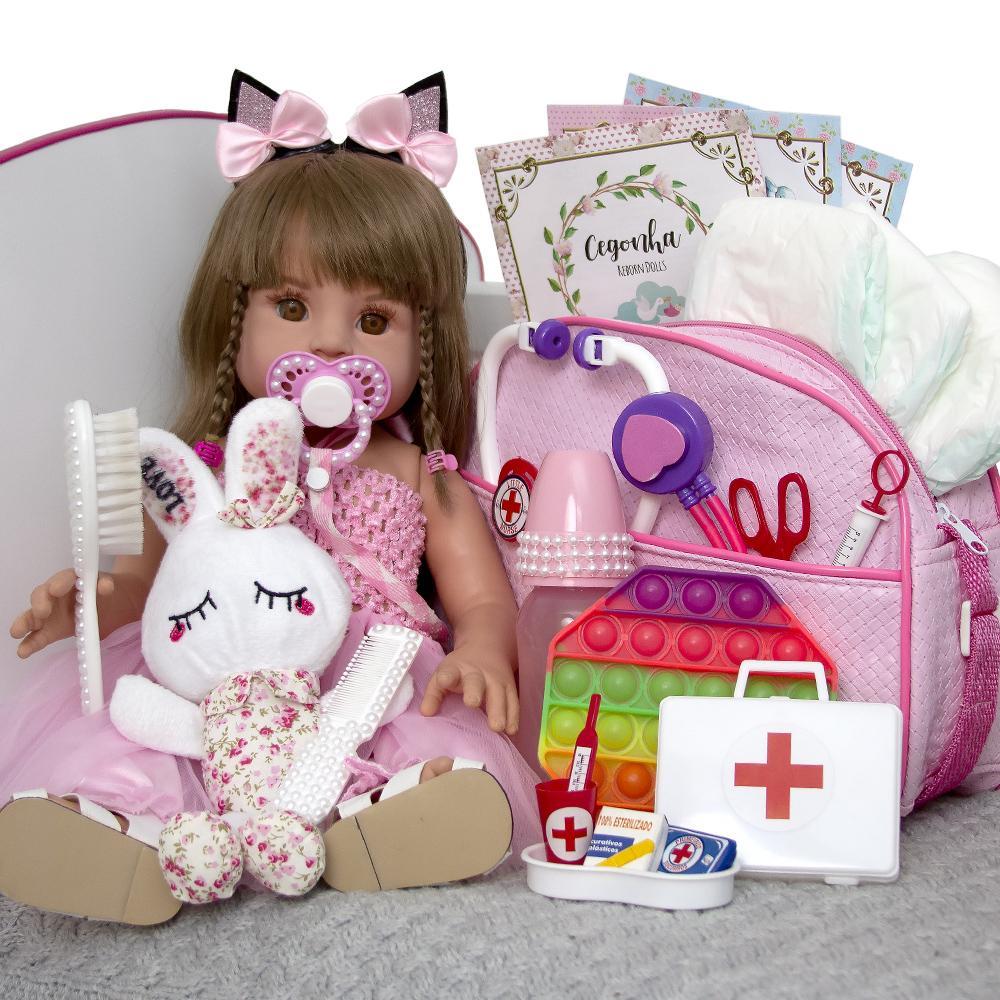 Bebe Reborn Menina Bailarina Boneca Realista Silicone Luxo