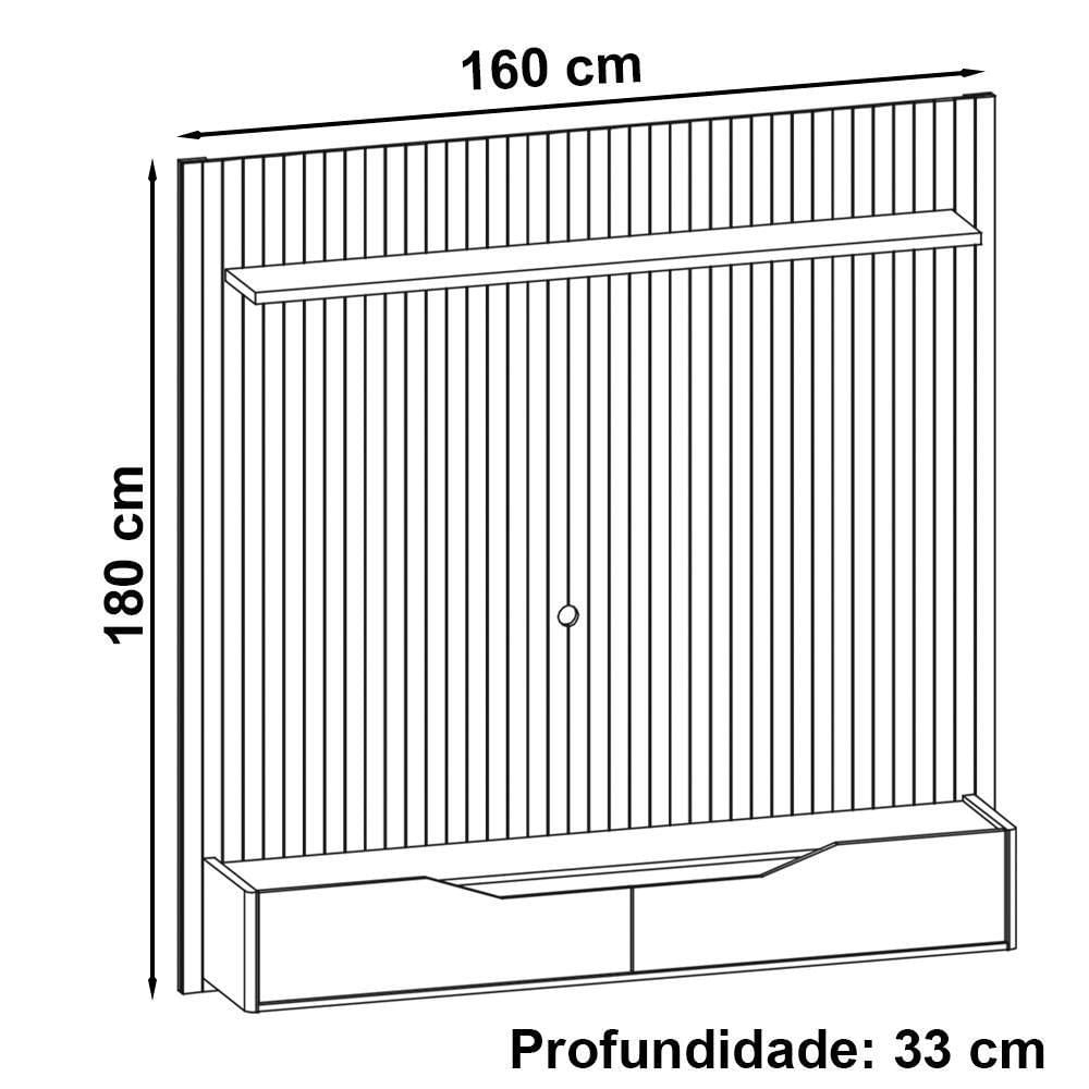 Painel Frisado Suspenso Tv 60 Pol 160 Cm 011090 Cedro Off White Dcasa Cedro Off White