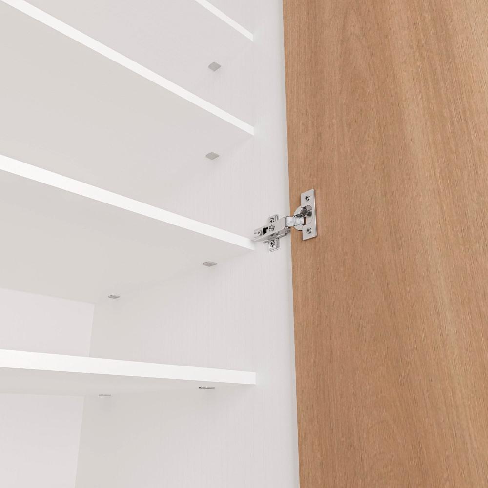 Guarda Roupa Hera 1 Porta com Espelho 6 Prateleiras CabeCasa MadeiraMadeira Louro/Branco Geada