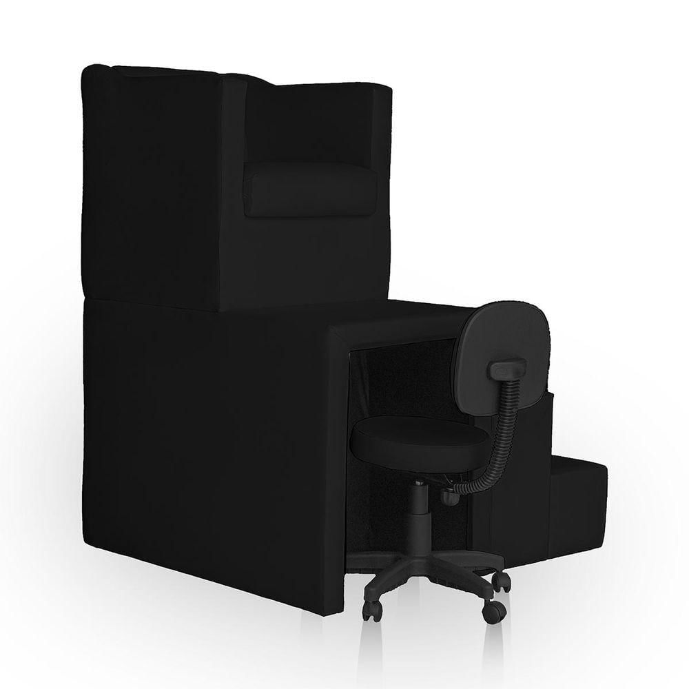 Miniatura Kit Pedicure Cadeira Poltrona Escada Completo Corano Preto