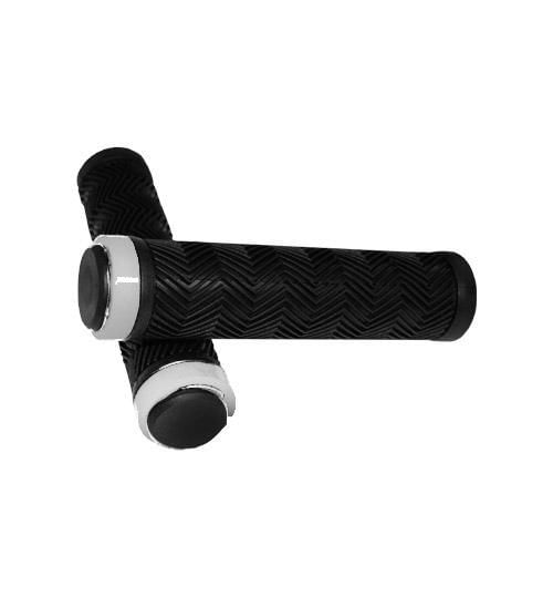 Miniatura Manopla Mtb Gts Liso Anel Trava Alumínio Preto Com Branco