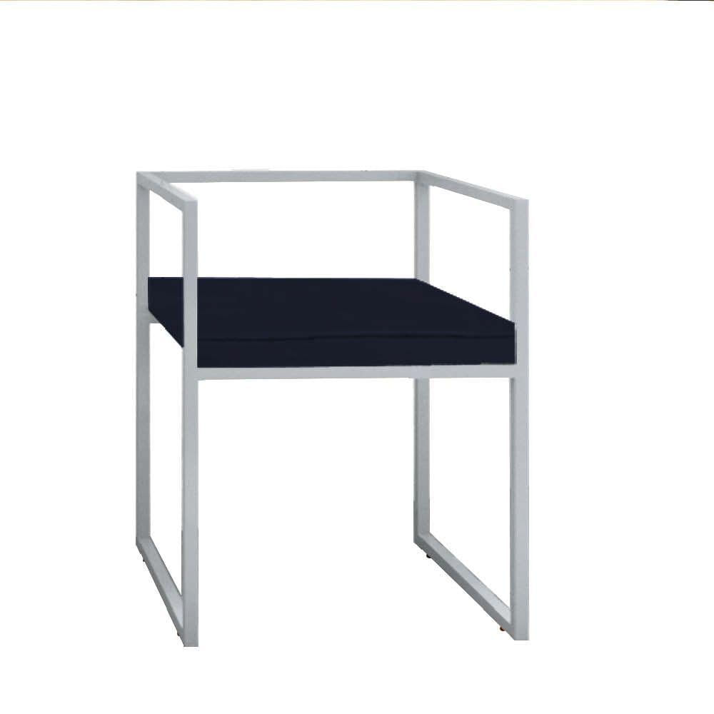 Miniatura Kit 07 Cadeira De Jantar Cubo Ferro Prata Suede Azul Marinho - Amey Decor