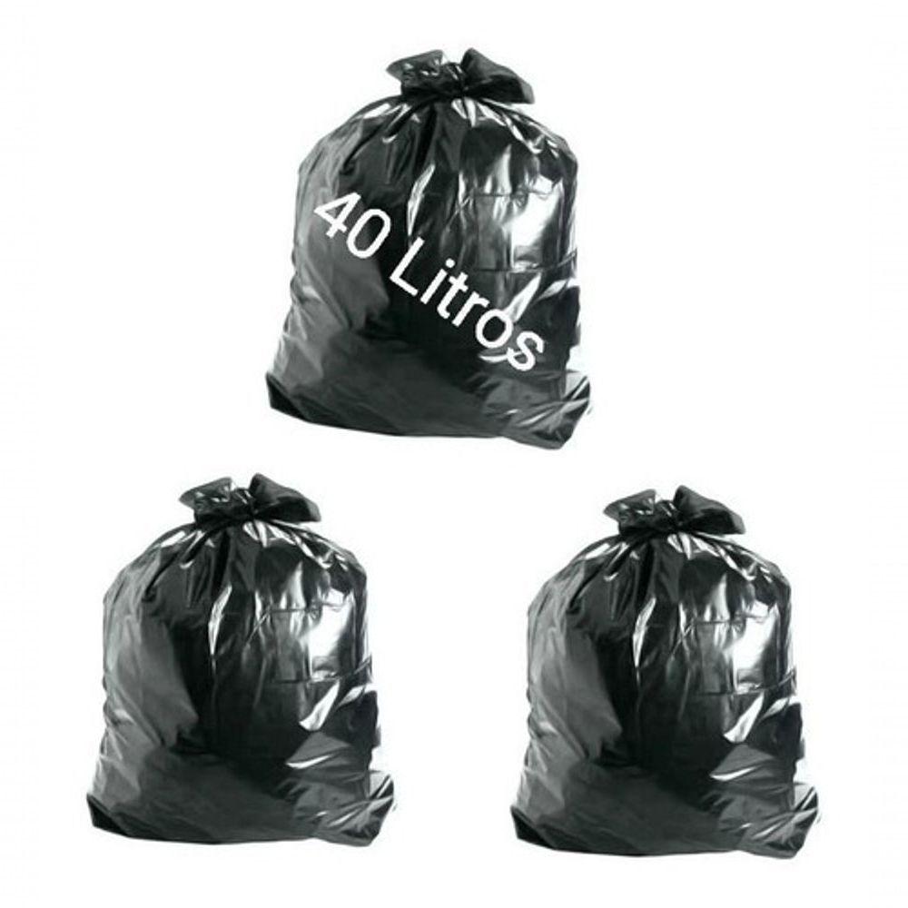 Miniatura Saco De Lixo 40lts Preto Resistente 60x60 Pcte 100 Un