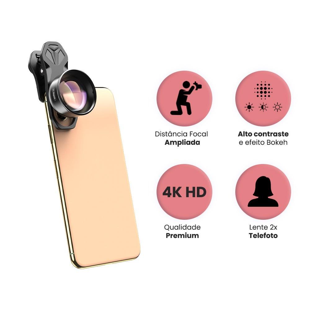 Miniatura Lente Teleobjetiva Para Celular 4K Premium Desfoque De Fundo