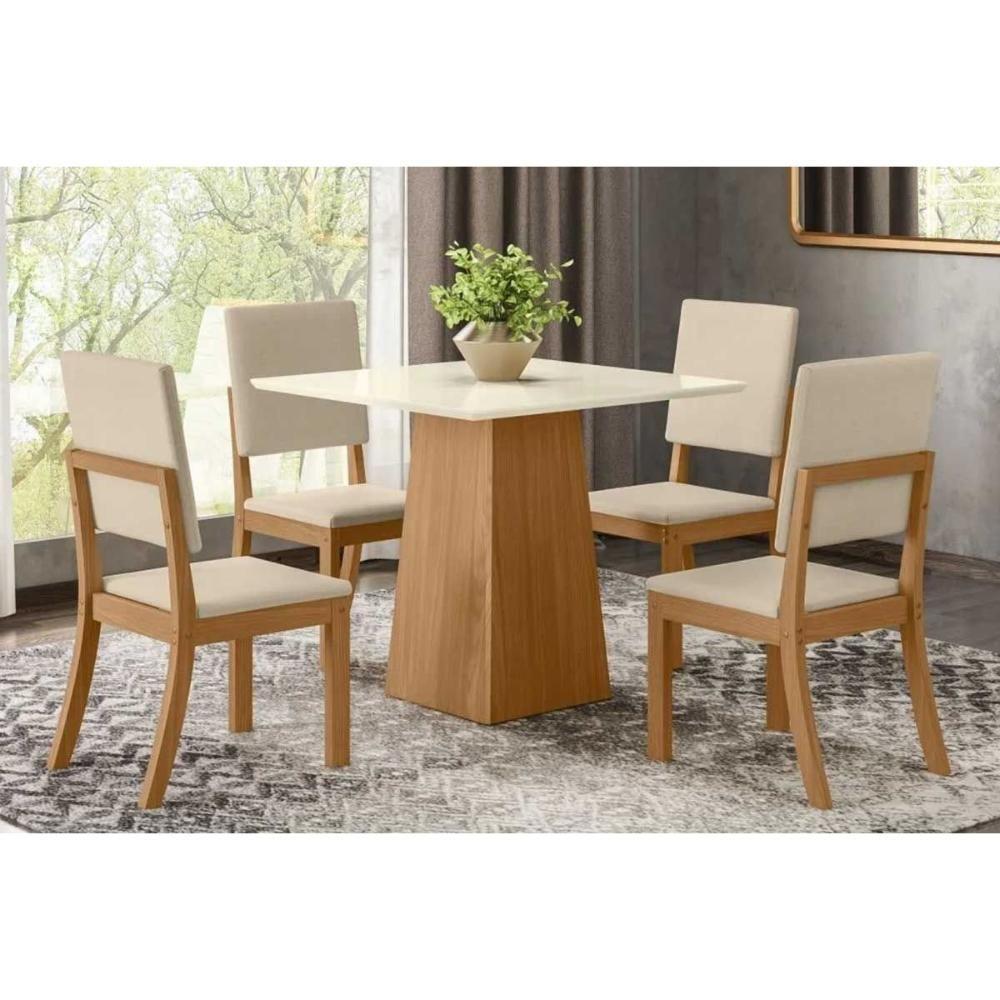 Miniatura Cadeira Sala de Jantar Mila Kit Nature Veludo Light Marrom Amêndoa
