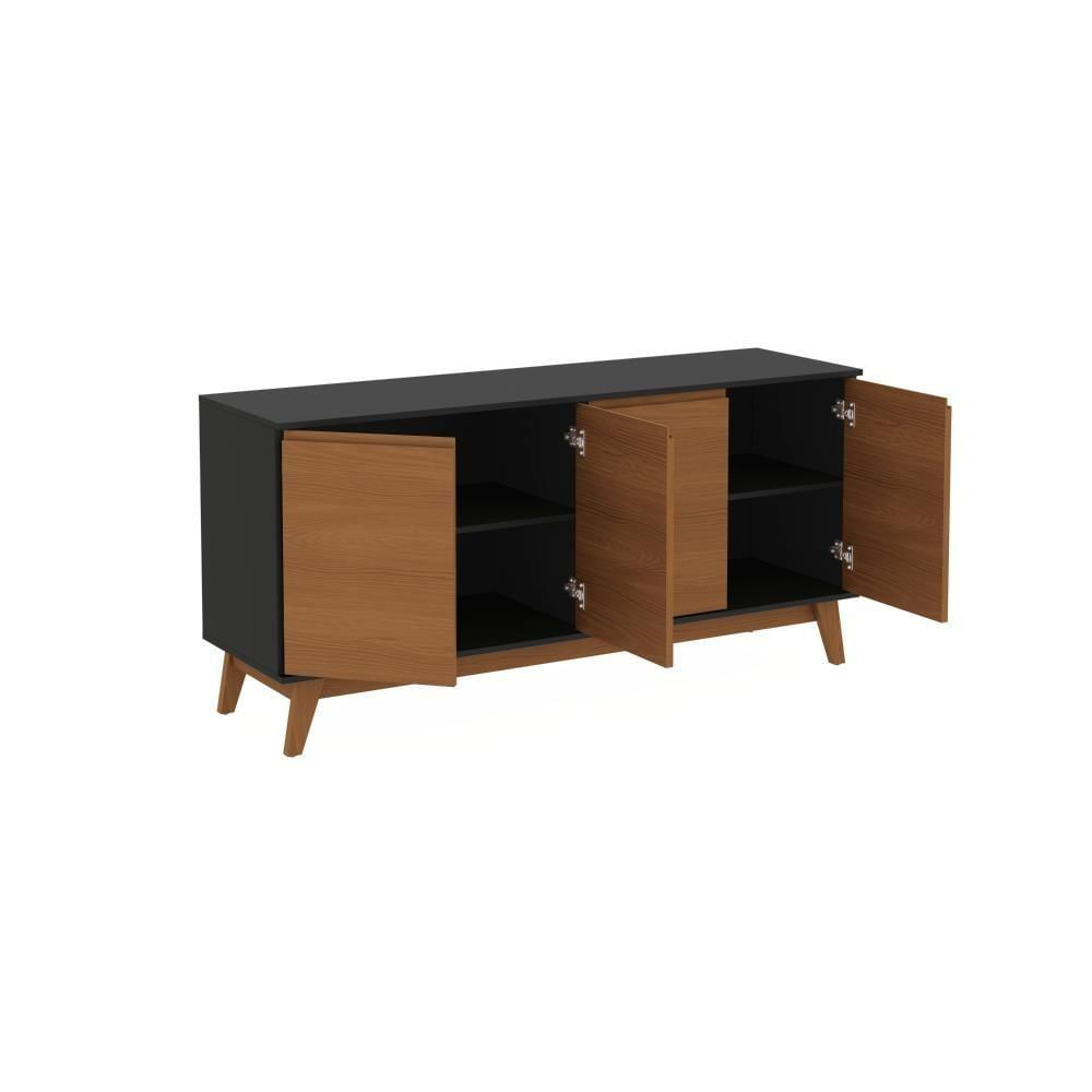 Miniatura Aparador Kappesberg 4 Portas Preto Fosco/canela 156cm