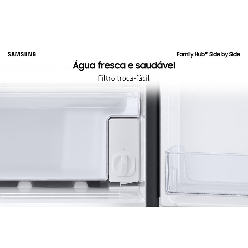 Geladeira Samsung Side By Side Family Hub 585 Litros - RS58 Black Inox Look - 110V