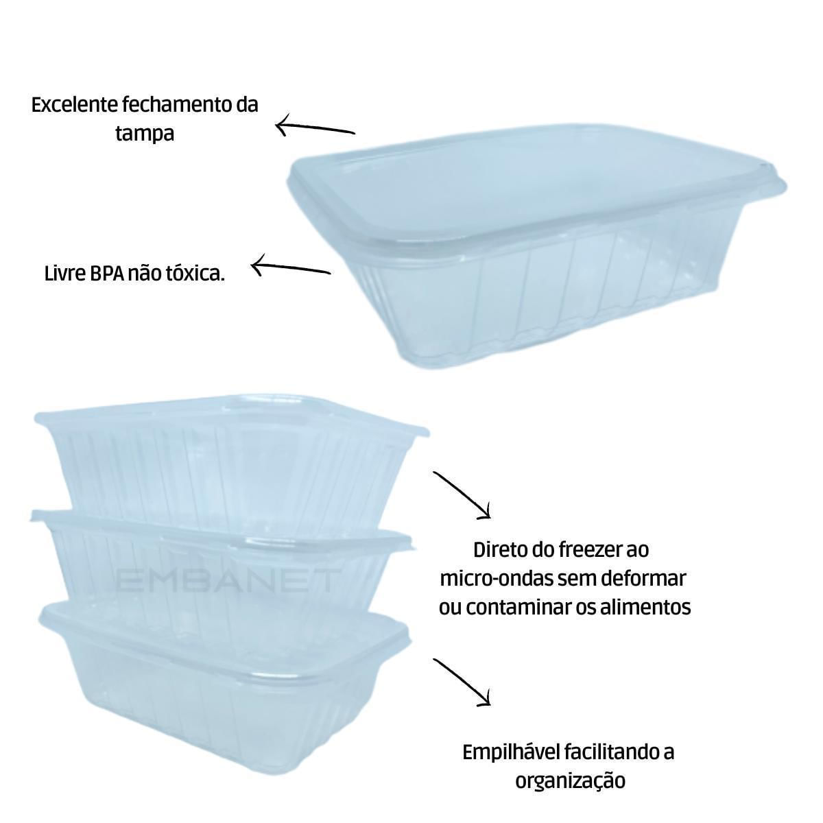 Miniatura Embalagem Descartável Marmita Fitness Pote C Tampa 750Ml 24U