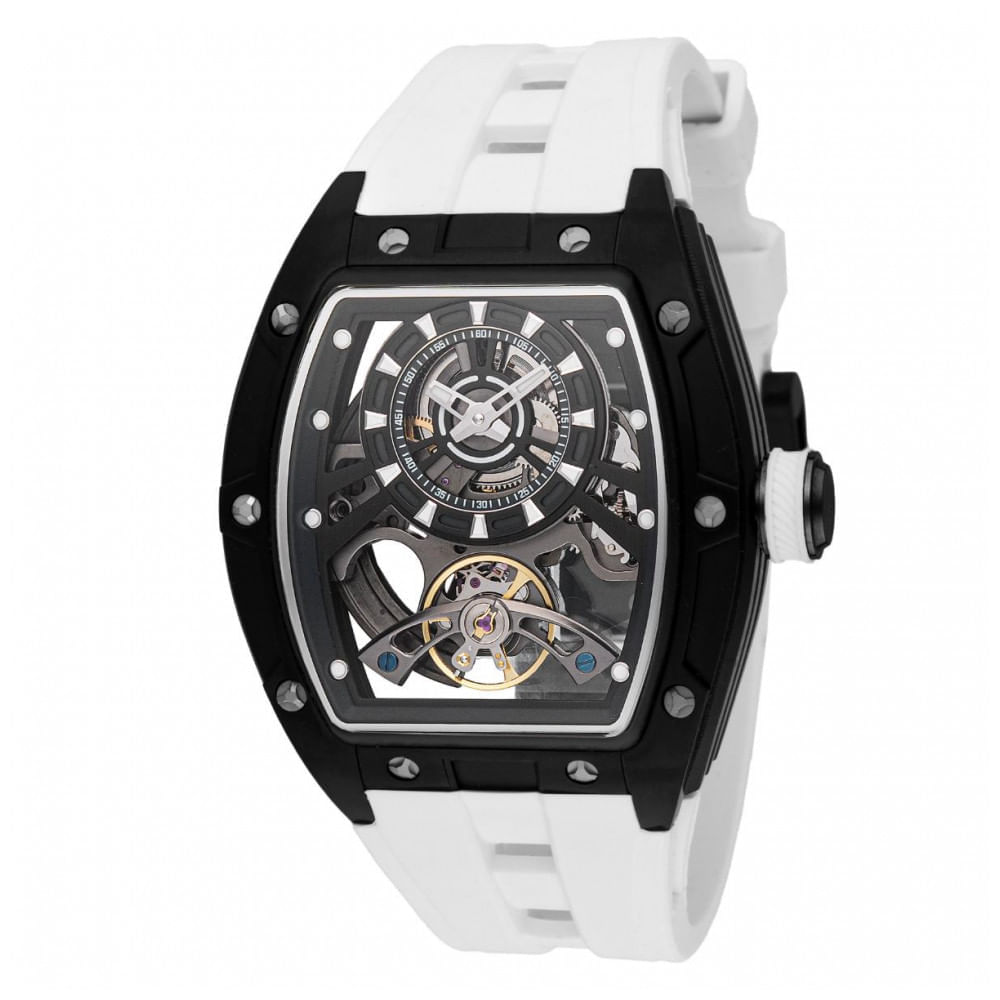 Miniatura Relógio Masculino Invicta S1 Rally Torque Automático com Mostrador Esqueleto 44mm, Branco 49035