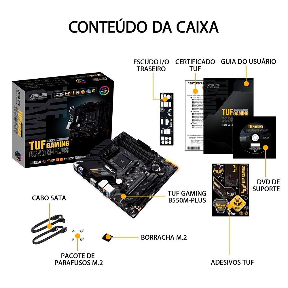 Placa-Mãe ASUS TUF Gaming B550M-Plus, AMD AM4, mATX, DDR4, Preto - 90MB14A0-C1BAY0