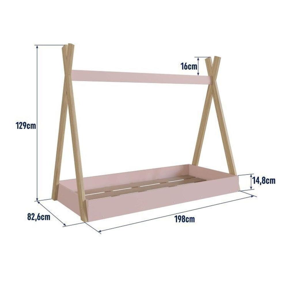 Miniatura Cama Infantil Cabana Solteiro com Colchão Itapuã/Rosa