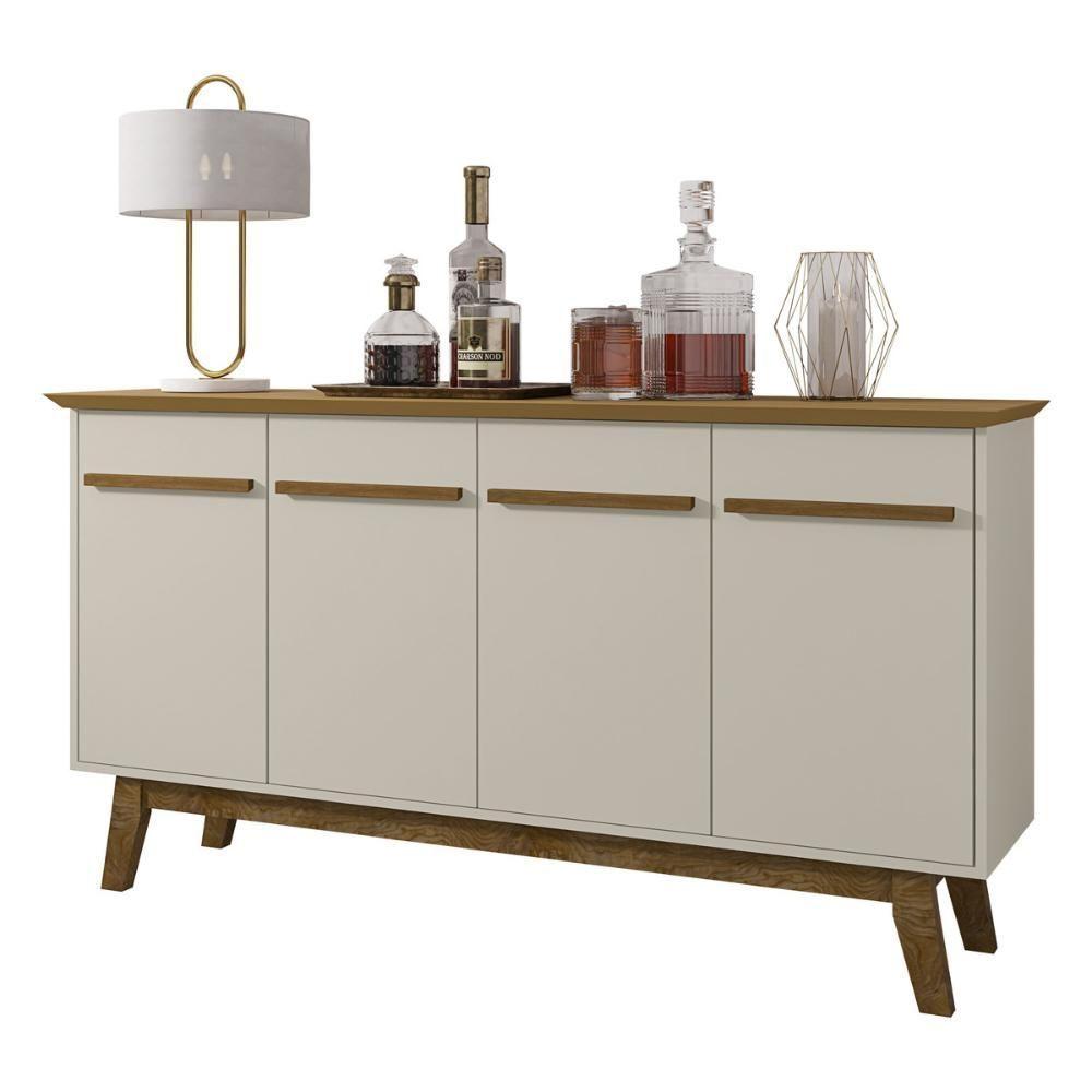 Miniatura Aparador Buffet Com 4 Portas Retrô 160cm Multimóveis Cr50103 Cinamomo Off White