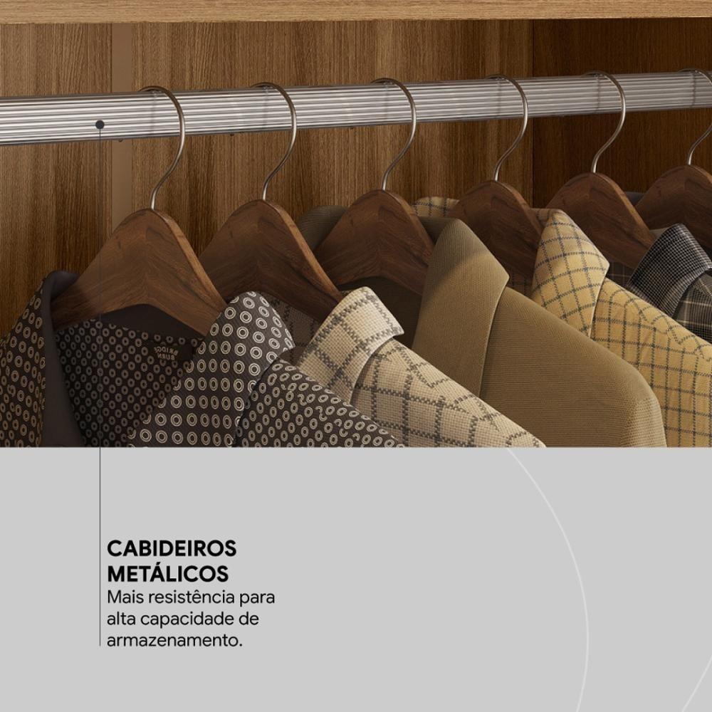 Guarda Roupa Casal 3 Portas Com Espelho E 2 Gavetas Residence Amêndola Touch-off White