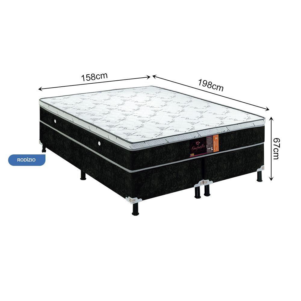 Miniatura Base Box E Colchao Queen Confort Flex Molas Ensacadas 1,98 X 1,58 X 0,67 Branco - Preto