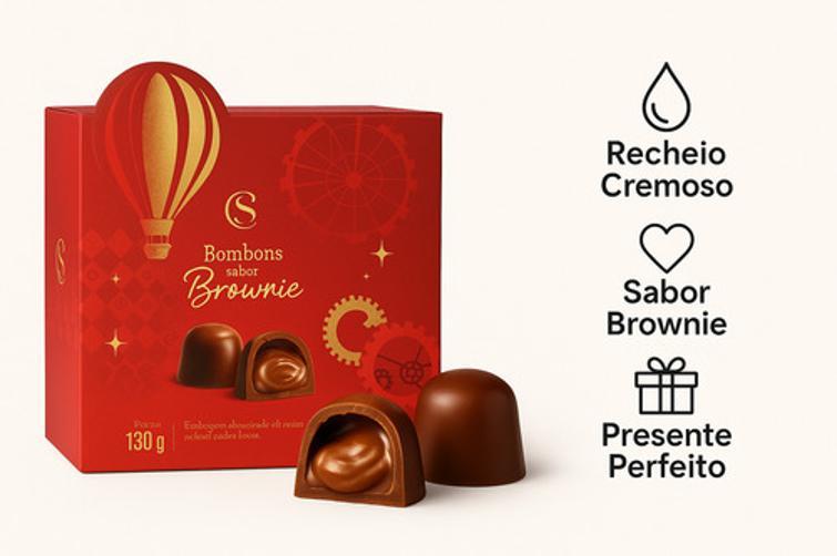 Cubo Com Bombons Sabor Brownie 130G Cacau Show Para Presente