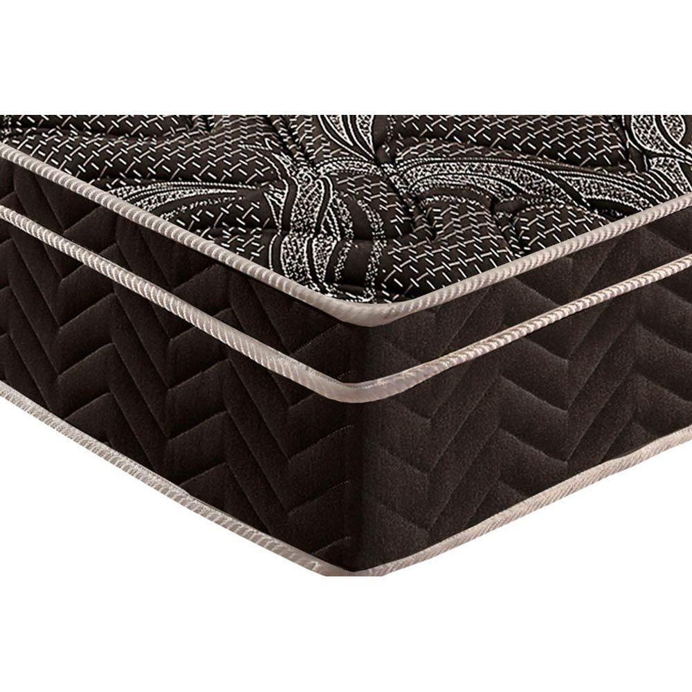 Miniatura Cama Box Baú Queen: Colchão Anatômico Paropas D28 / Ep Pasquale + Base Crc Suede Black(158X198)