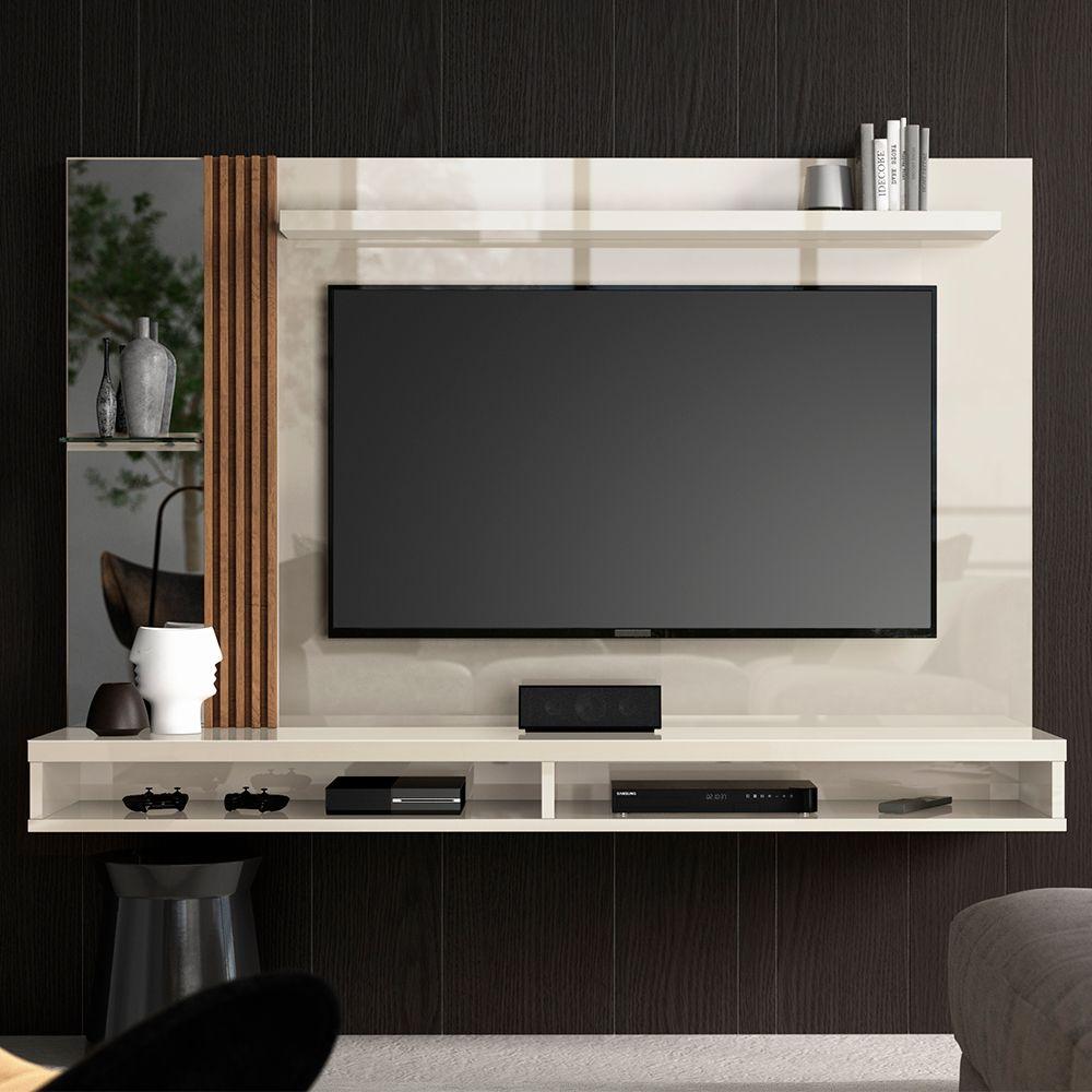 Painel Home Paris Para Tv Até 55" Ripado Com Espelho