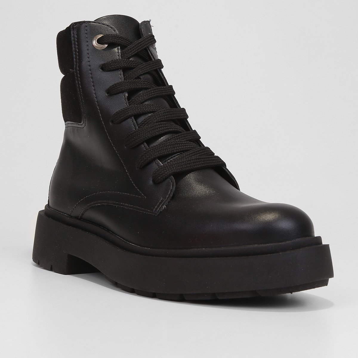 Miniatura Bota Coturno Sua Cia Tratorada Recorte Feminina Preto+Chumbo - 34