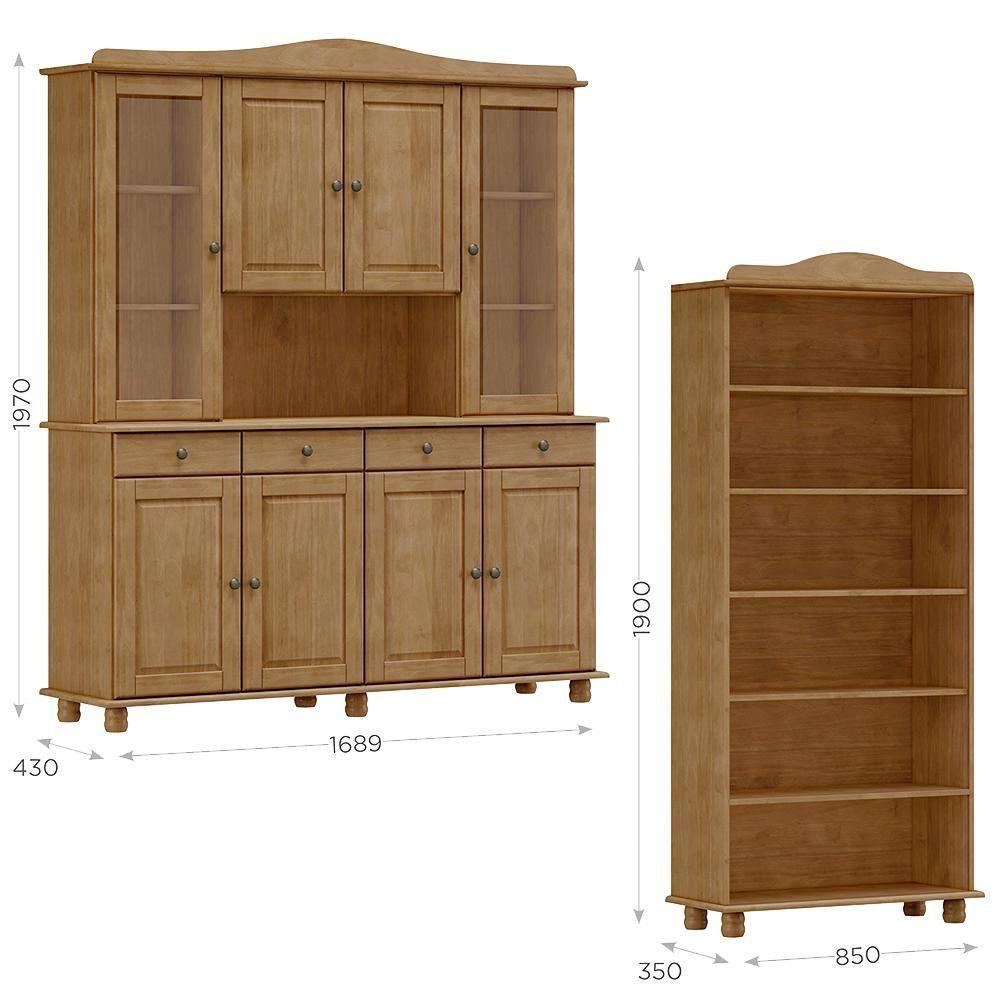 Miniatura Cristaleira 8 Portas Estante Livreiro Madeira Maciça Freijo Milani Store Freijo