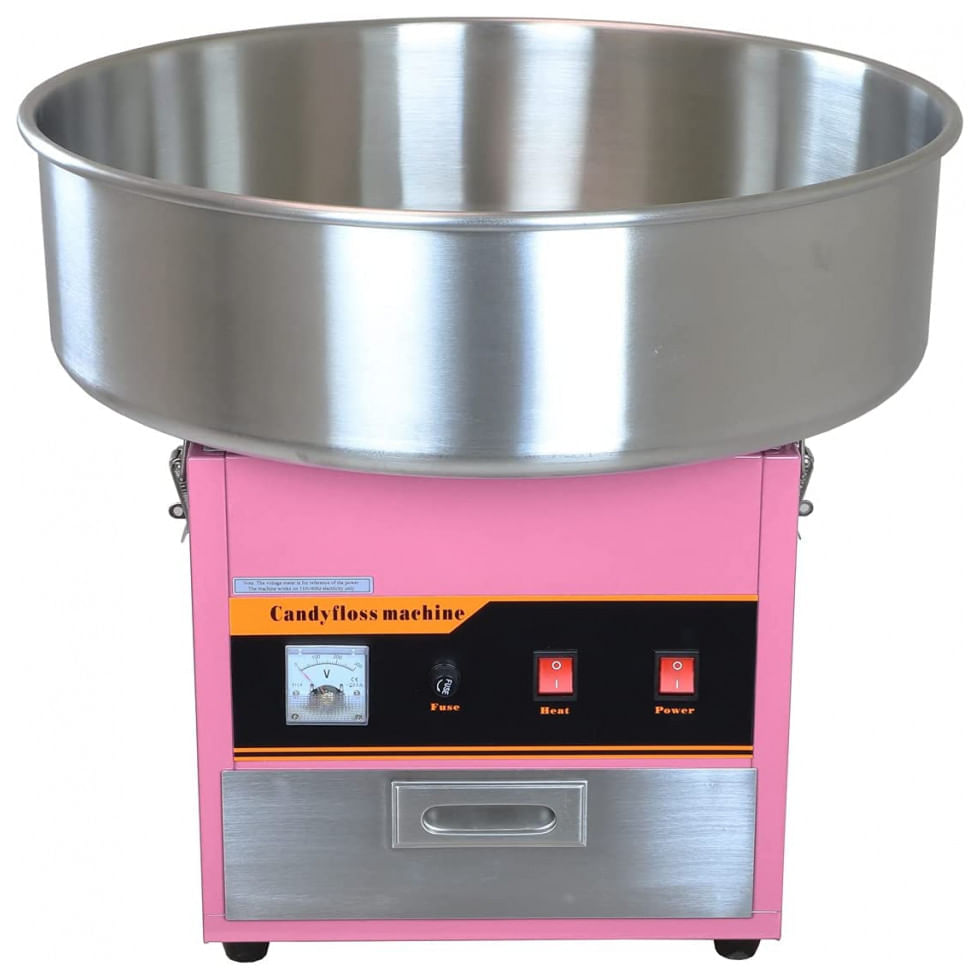 Máquina de Algodão Doce Elétrica Profissional em Aço Inoxidável, 110V 1080W, PartyHut, Rosa