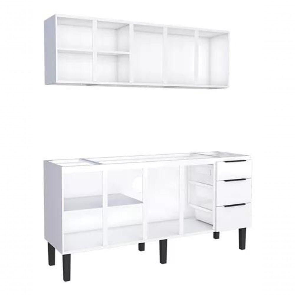 Miniatura Conjunto Cozinha Jupter 100% Aço Reforçado 1.80 Mt -gabinete + Armario Aereo - Cozimax branco