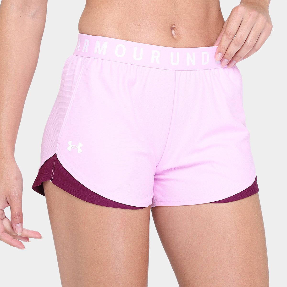 Miniatura Short Under Armour Play Up 3.0 Feminino Roxo+Branco - G