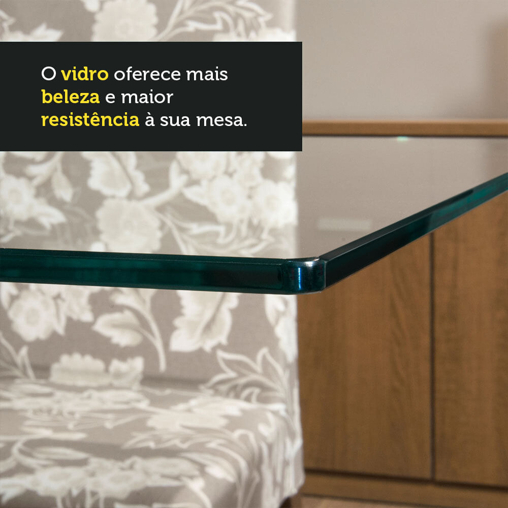 Conjunto Sala de Jantar Mesa Tampo de Vidro 4 Cadeiras Rustic/Preto Espanha Madesa Cor:Rustic/Preto