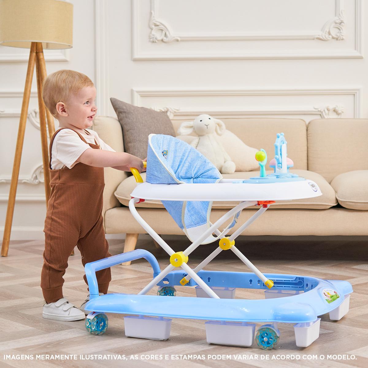 Andador Infantil Maxi Baby - 4 Rodas, 4 Freios - Azul