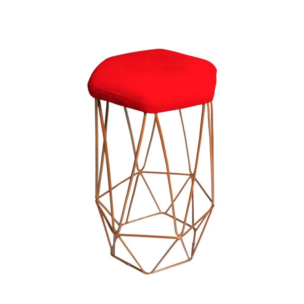 Miniatura Banqueta Aramada Vermelha Base Ferro Rose Gold Web Shop
