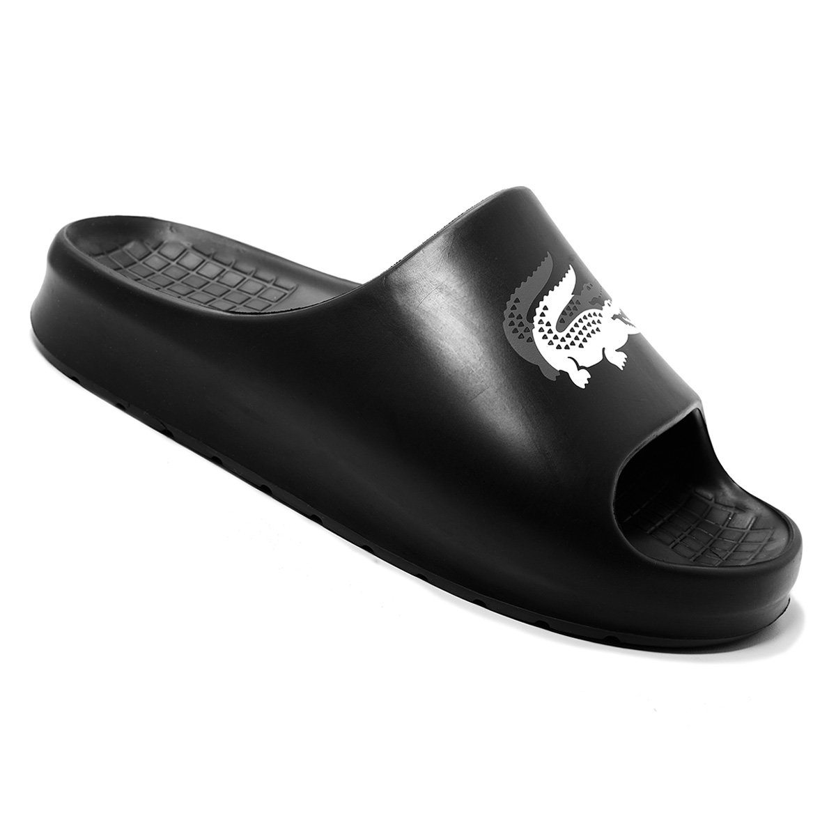 Miniatura Chinelo Slide Lacoste Server Feminino Preto+Branco - 33