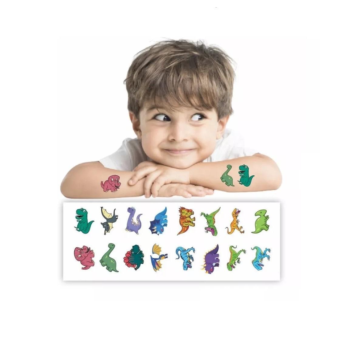 Miniatura 18 Tatuagens Temporárias Kit Festa Dinossauros Aniversário