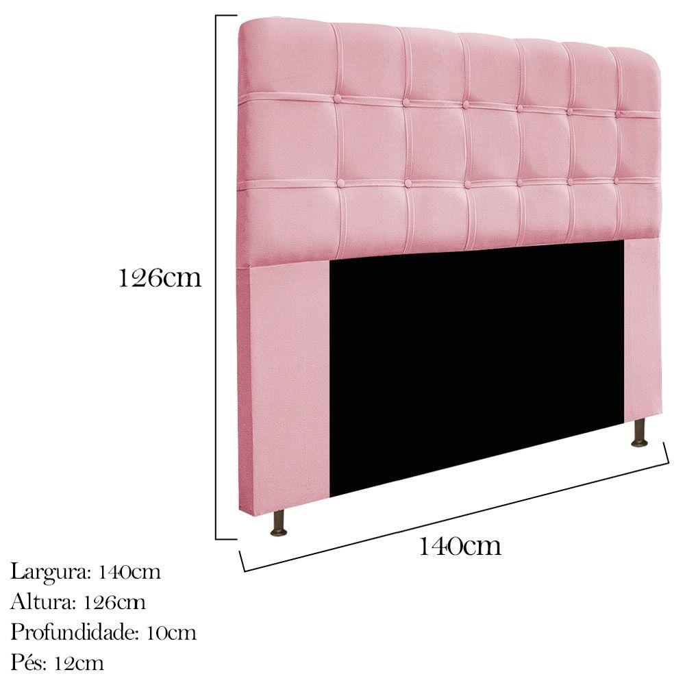 Miniatura Cabeceira140 Cm Casal Com Botonê Suede Rosa Bebê