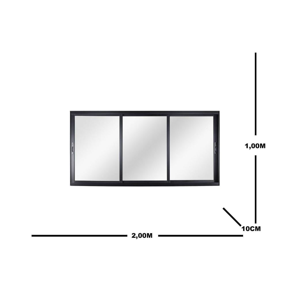 Miniatura Janela de Correr 3 Folhas com Vidro Liso 100x200cm