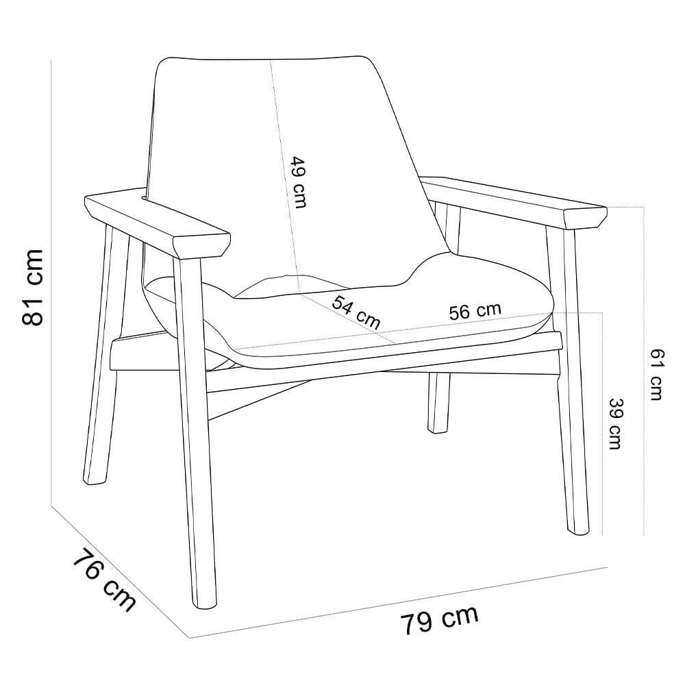 Miniatura Poltrona Decorativa Para Sala De Estar Living Base Madeira Becker L02 Bouclê Bege - Lyam Decor