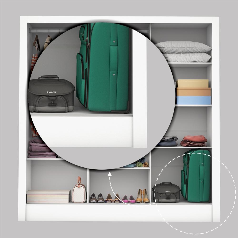 Guarda Roupa Casal 3 Portas com Espelho Porto Plus Espresso Móveis Branco Freijo
