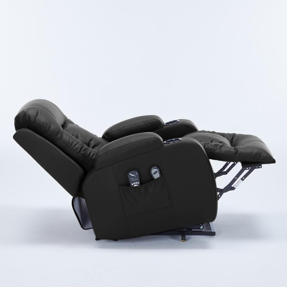 Poltrona Do Papai Lift Sala De Estar Reclinável Austin Elétrica Aquecimento Massagem Pu Preto G94 - Gran Belo