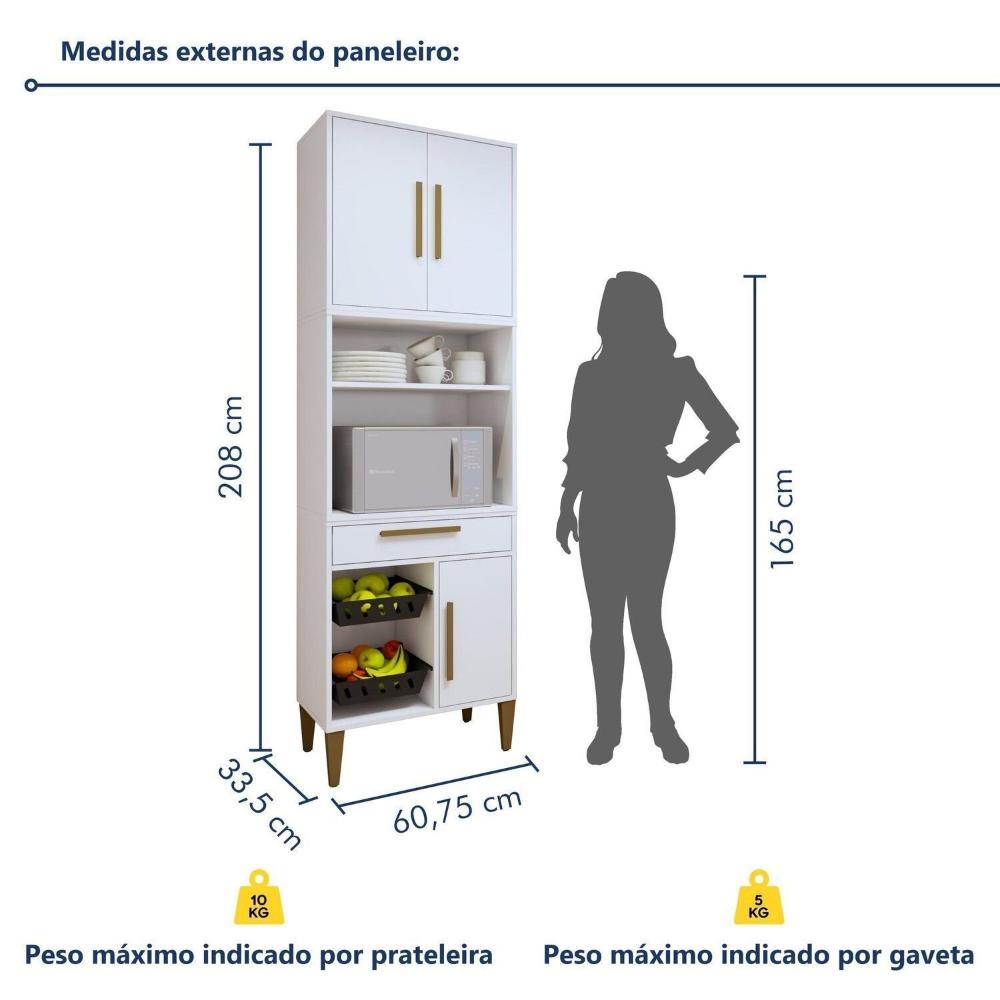 Conjunto 2 Peças Paneleiro com Fruteira e Balcão 4 Bocas João Pessoa Branco