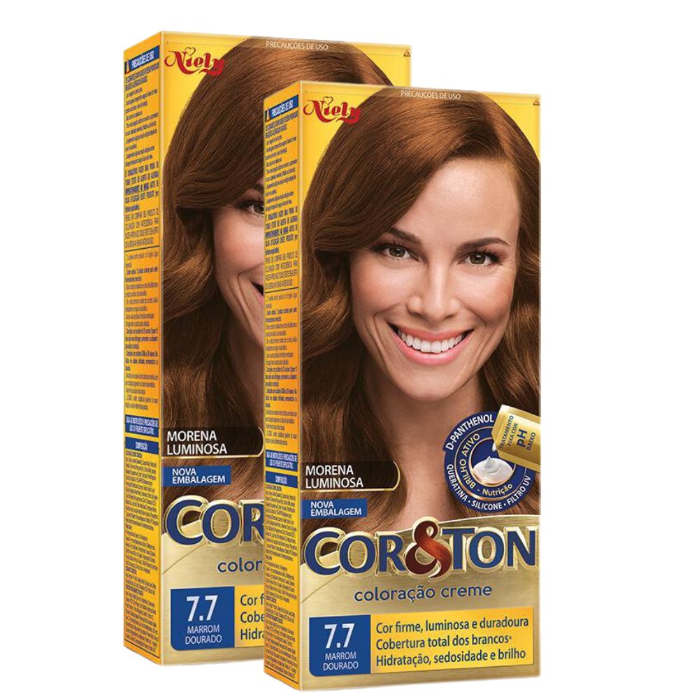 Miniatura Kit 2 Coloração Niely Cor&Ton Marrom Dourado 7.7