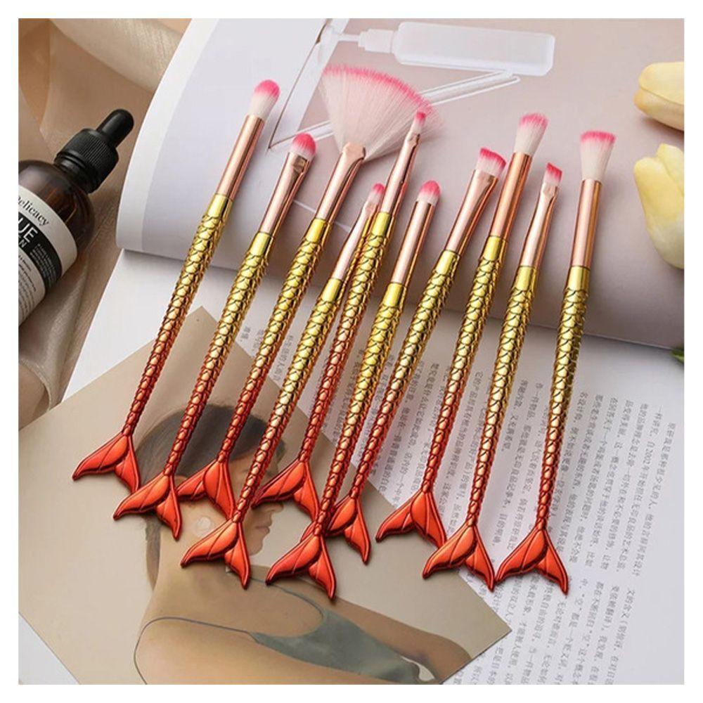 Pincel Sereia 10 Peças Maquiagem Make Up Mermaid