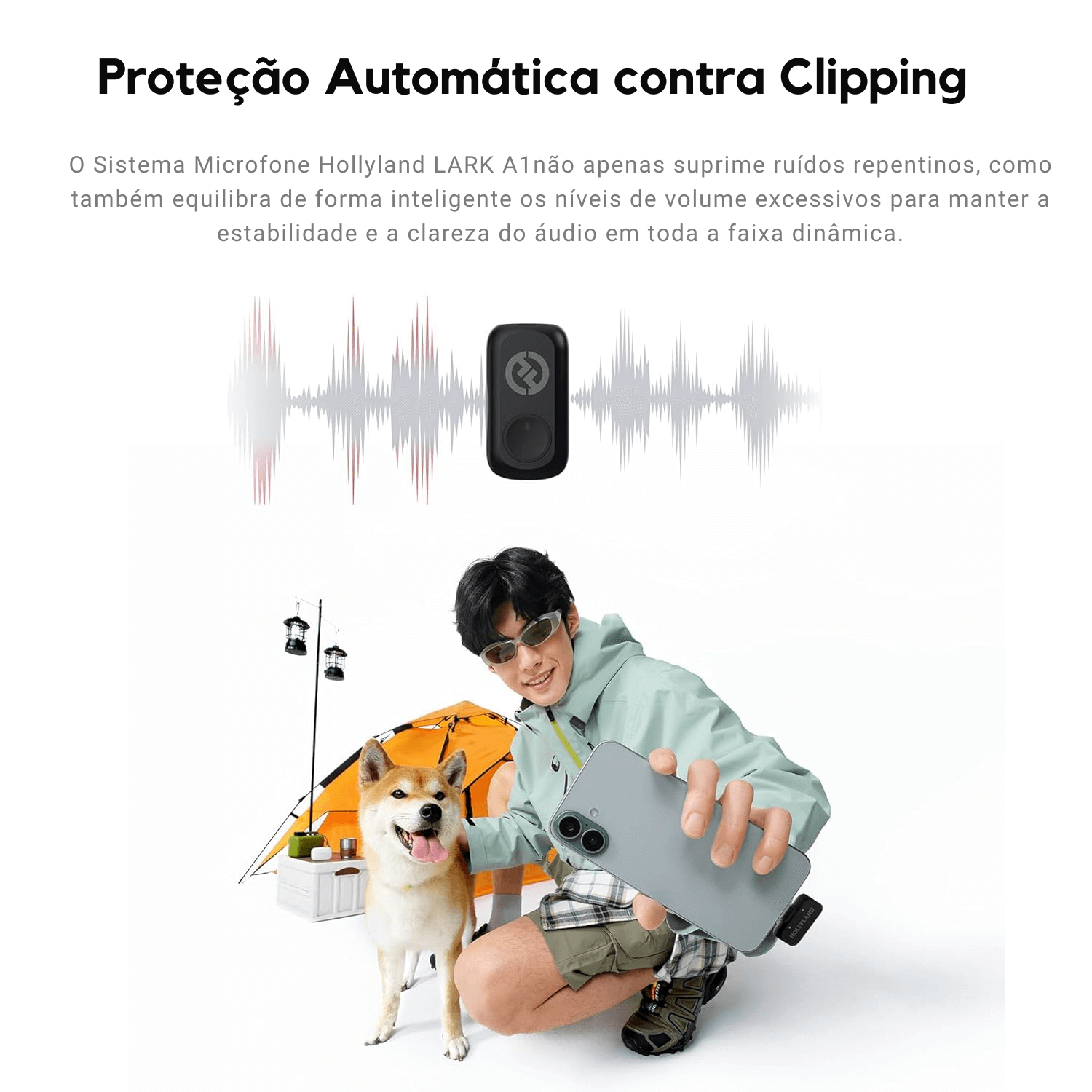 Sistema Microfone Duplo Hollyland LARK A1 Mini Duo Wireless 2 Pessoas Smartphones USB-C