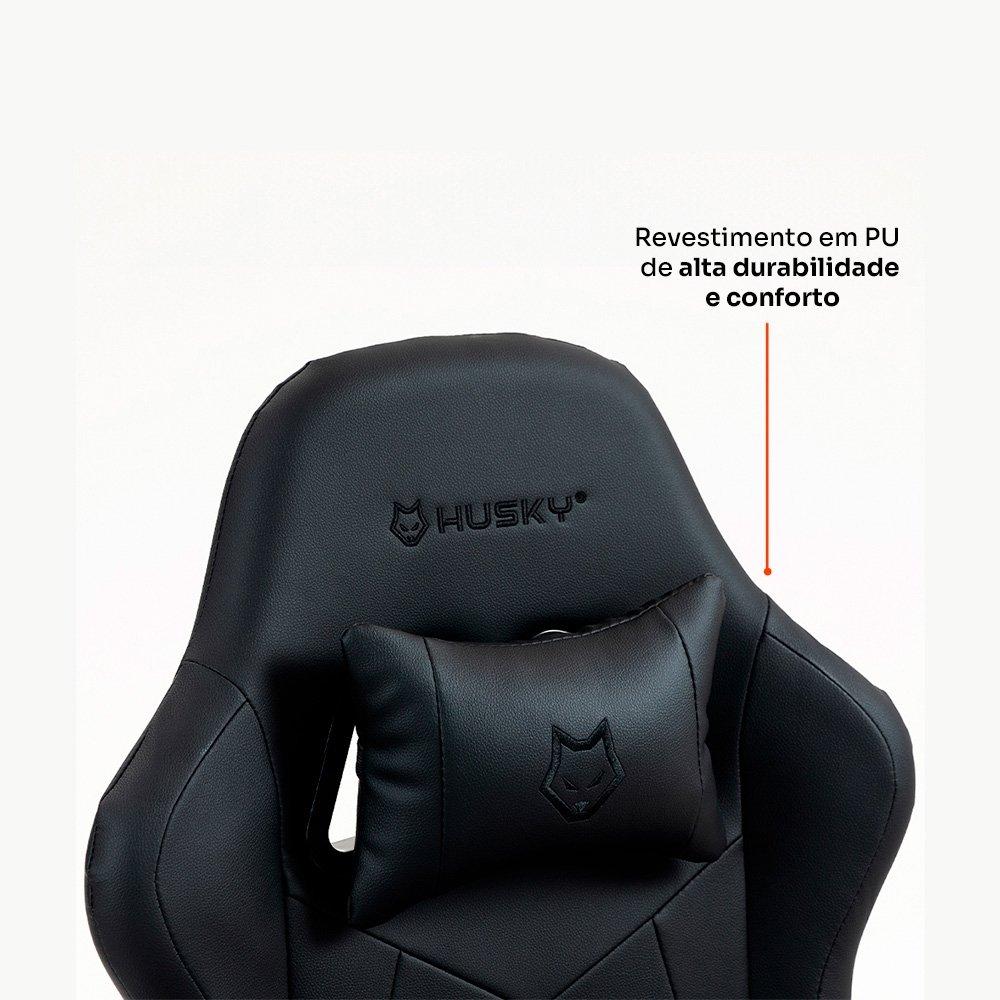 Miniatura Cadeira Gamer Husky Storm 100, Até 120kg, Almofadas, Reclinável 135º, PU, Preta - HCG100PT