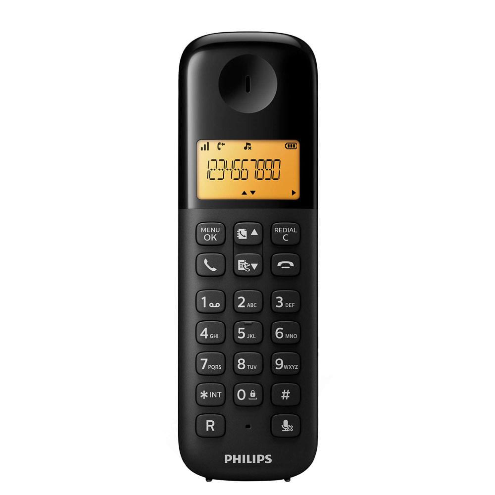 Miniatura Telefone sem Fio Philips D1301B/BR com Identificador de Chamada