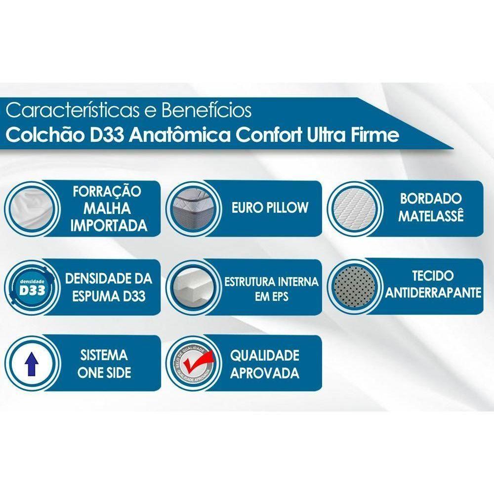 Miniatura Colchão Ortopédico D33 - Ep Anatômico Conforto Ultra Firme Euro Pillow (78x188x17) - Paropas