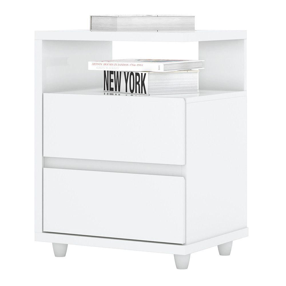 Miniatura Mesa De Cabeceira 2 Gavetas Nora Casa 812 Branco