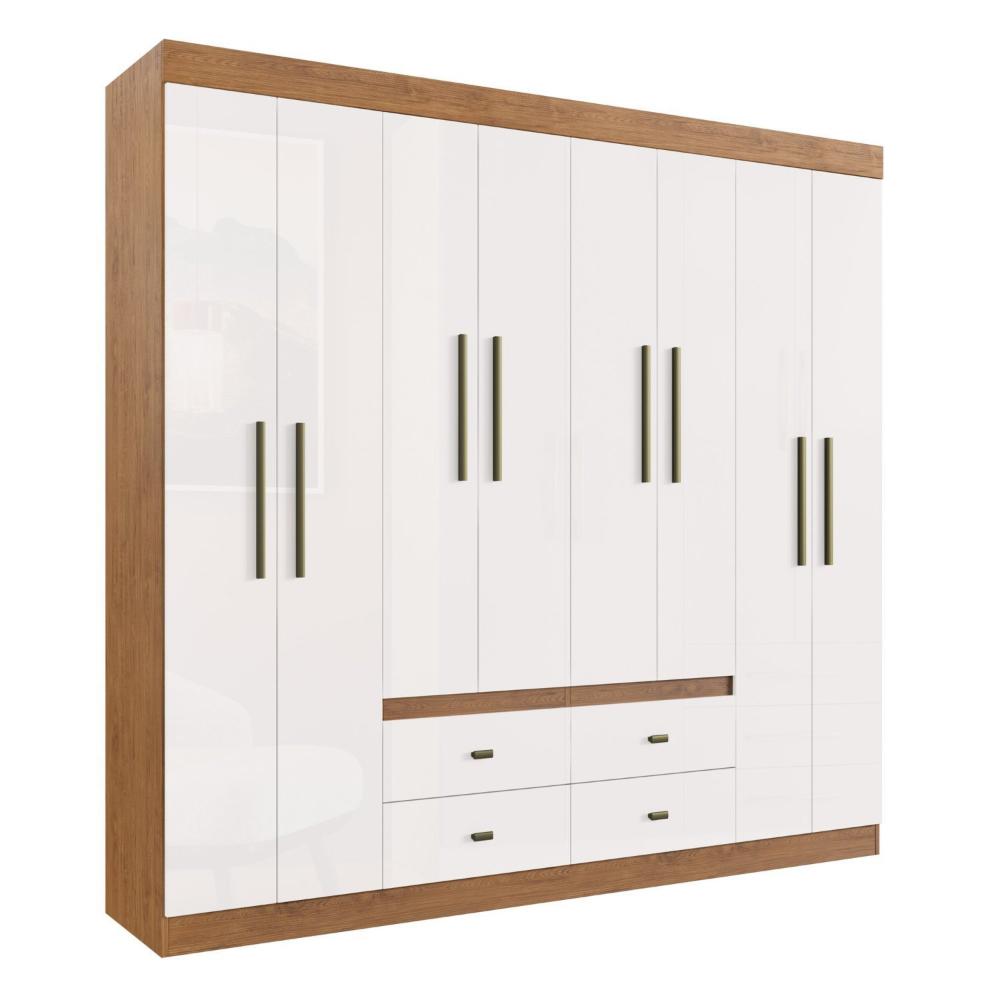 Miniatura Guarda Roupa Casal 8 Portas 4 Gavetas Las Vegas Móveis Doripel Off White/ Nogueira