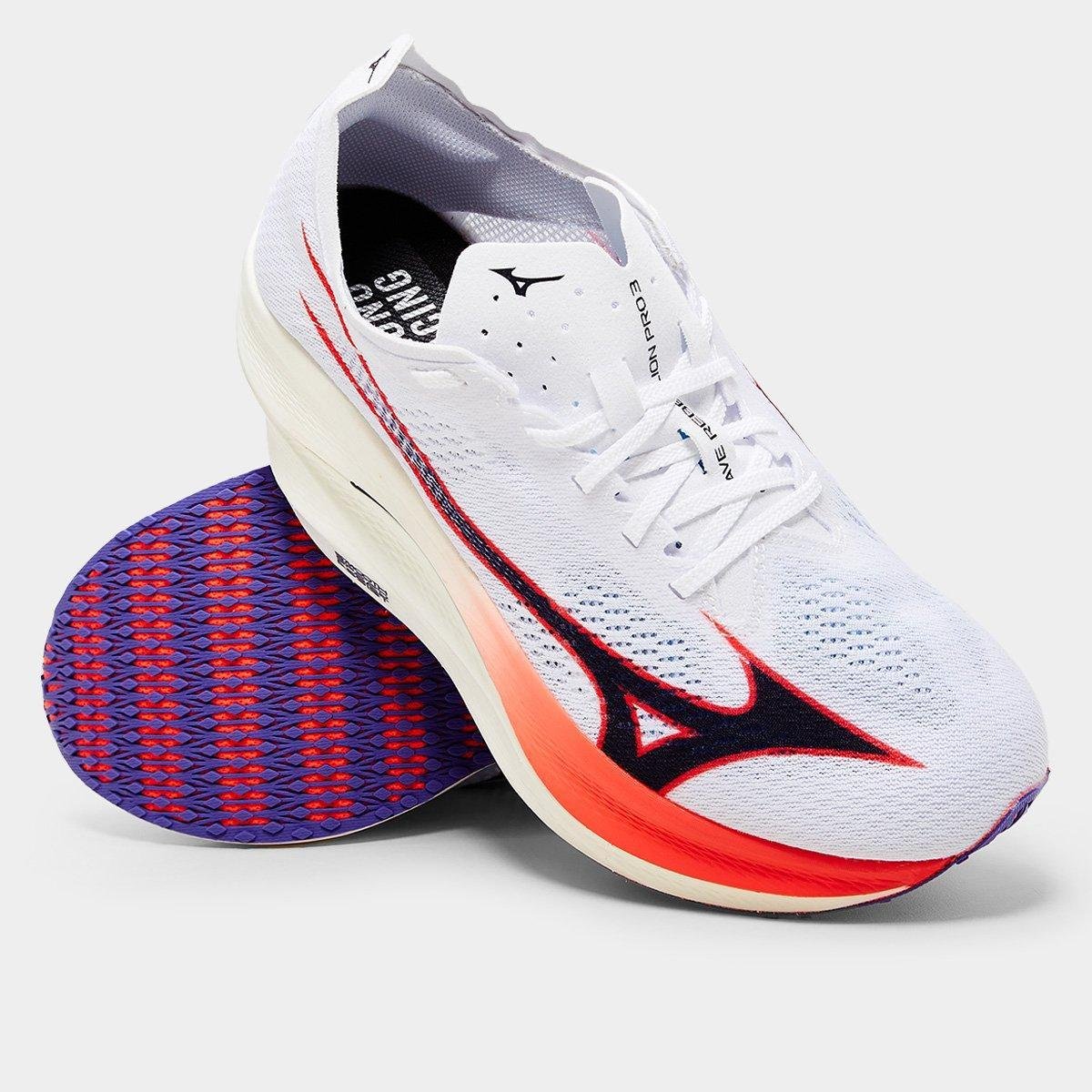 Miniatura Tênis Mizuno Rebellion Pro 3 Branco+Laranja - 38