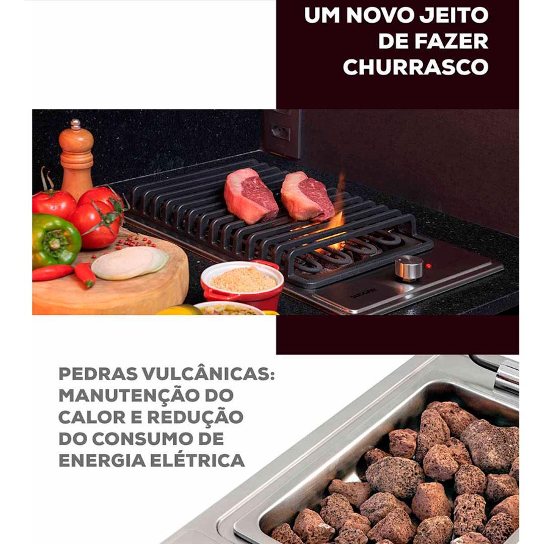 Miniatura Cooktop Eletrico Inox Barbecue Churrasqueira Com Grelha 220V