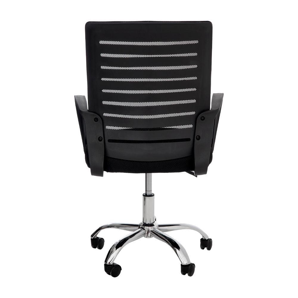 Miniatura Cadeira De Escritório Tela Mesh Zebrada Base Giratória Cromada Altura Ajustável Preta
